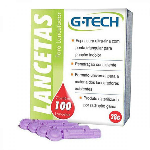 G TECH LANCETAS PARA LANCETADOR MEDIDOR DE GLICOSE 100UN