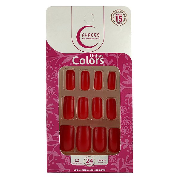UNHAS FHACES COLORS C/ 28 UNHAS REF.:U3075 VERMELHO PODEROSO