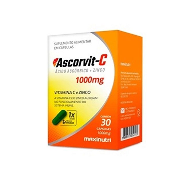 VITAMINA C E ZINCO 1000MG 30CPS ASCORVIT  MAXINUTRI
