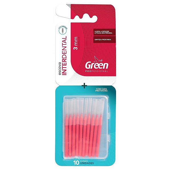ESCOVA GREEN INTERDENTAL CILINDRICA 3MM C/10UNID.(VERMELHA)