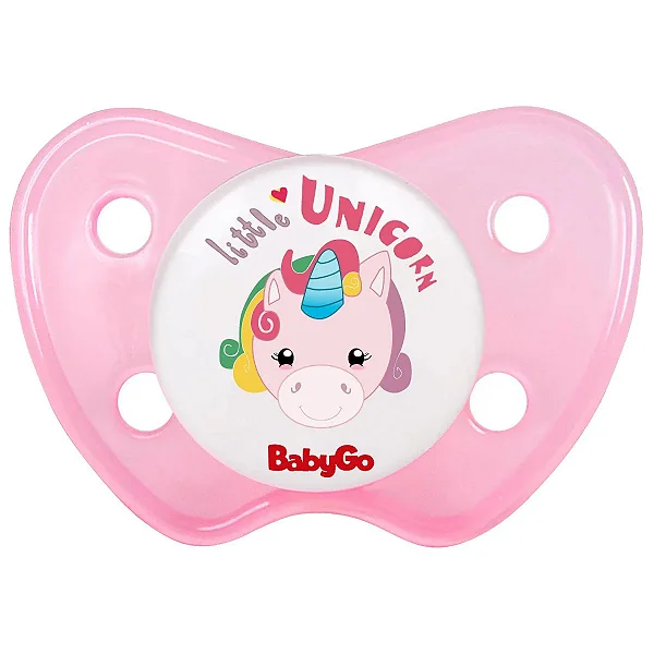 CHUPETA BABY GO ORTO BICO SILICONE TAM 1 UNICORNIO ROSA 0333