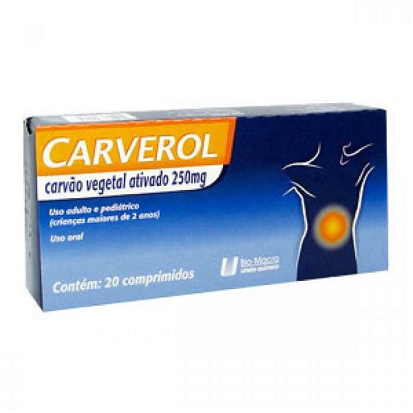 CARVAO VEGETAL ATIVADO CARVEROL 250MG 20CPR