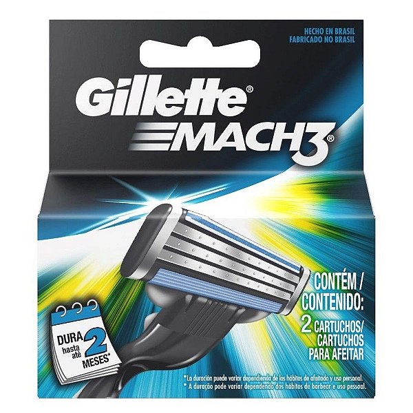 CARGA GILETTE MACH 3 COM  2 UNIDADES