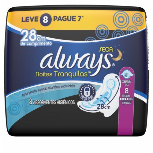 ABS  ALWAYS NOTURNO SECA  28CM C/ ABAS C/ 8