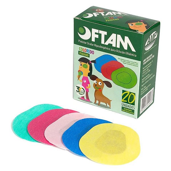Protetor Ocular Oftam Colorido Pequeno Com 20 Unidades