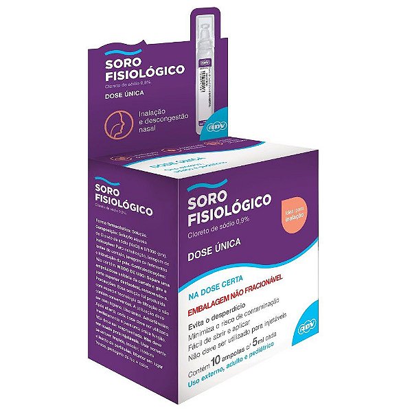 SORO FISIOLOGICO 5ML COM 10 AMPOLAS ADV
