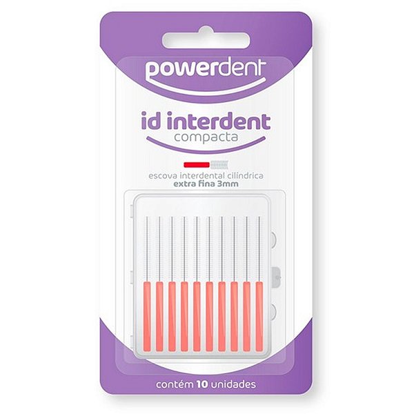 ESCOVA INTERDENTAL POWERDENT CILINDRICA EXTRA FINA 3MM (VERMELHA )