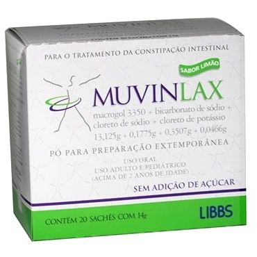 MUVINLAX 20 SACHES SABOR LIMAO S/ ACUCAR LIBBS