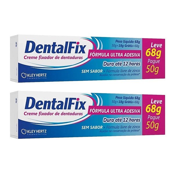 DENTALFIX CREME ADESIVO SEM SABOR 68G KIT C/ 2UN  KLEY HERTZ
