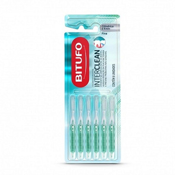 ESCOVA INTERDENTAL BITUFO INTERCLEAN CILINDRICA 4MM 6UNVERDE