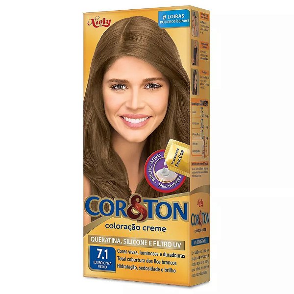 TINTURA COR TON 7.1 LOURO CINZA MEDIO