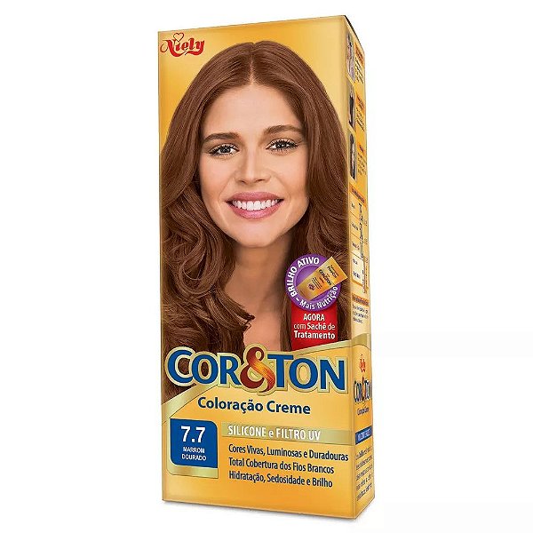 TINTURA COR TON 7.7 MARROM DOURADO