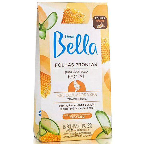 FOLHAS PRONTAS DEPILACÃO FACIAL DEPIL BELLA ALOE VERA 16UN