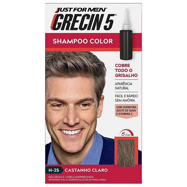 GRECIN 5 SHAMPOO COLOR CASTANHO CLARO (H-25) 60ML