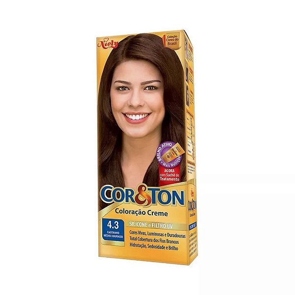 TINTURA COR TON 4.3 CASTANHO MEDIO DOURADO