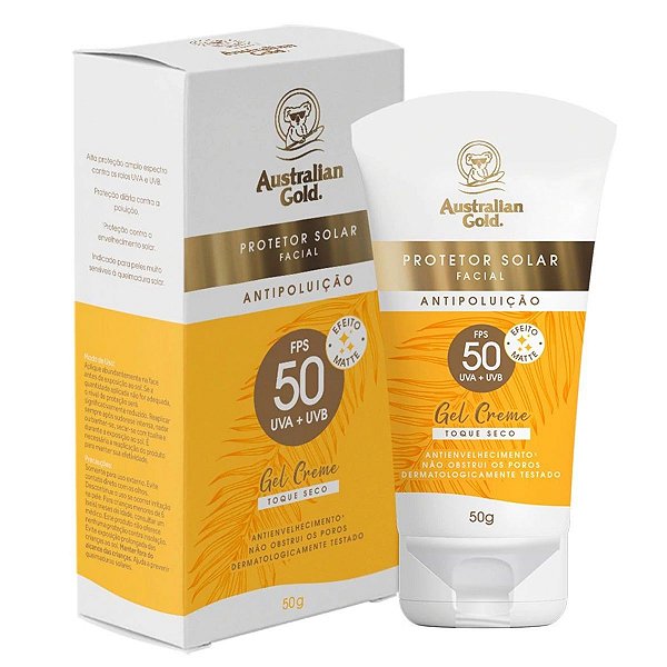 PROTETOR SOLAR FACIAL AUSTRALIAN GOLD GEL CREME FPS50 50G