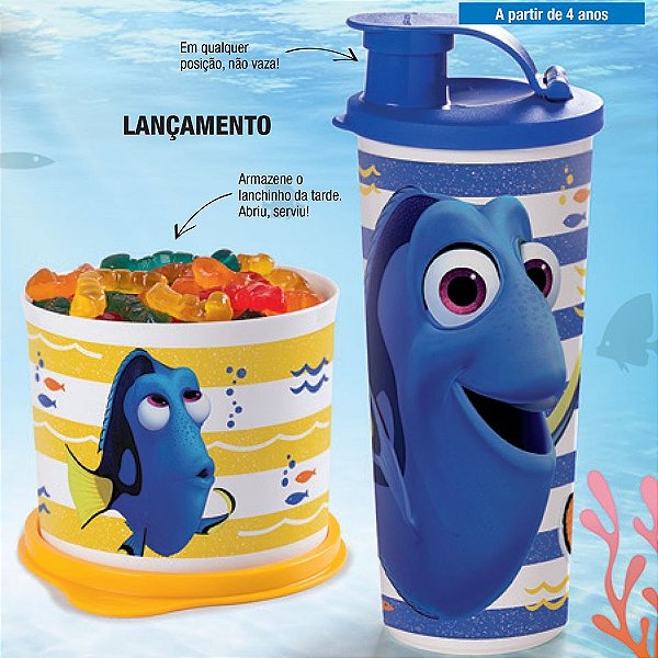 Tupper Redondinha Dory 500ml + Copo com Bico Dory e Nemo 470ml
