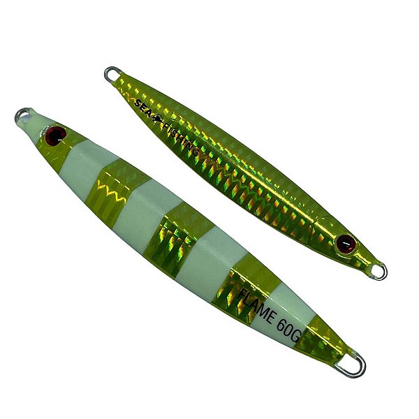 Jig Flame 60gr metal Jig Sea Fishing verde glow