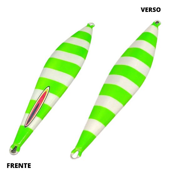 Isca Artificial Metal Jig Tamiarana 155gr 14cm listrado glow/verde
