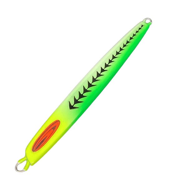 Isca Artificial Metal Jig Jiki 60g 14cm fantasminha cab. amarela lom. verde