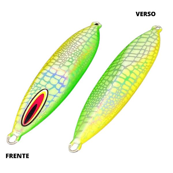 Isca Artificial Metal Jig Fx 90g 11cm glow spider laterais verde/amarelo
