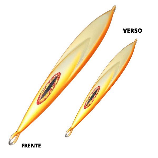Isca Artificial Metal Jig Red Fox 215g 19cm glow laterais laranja