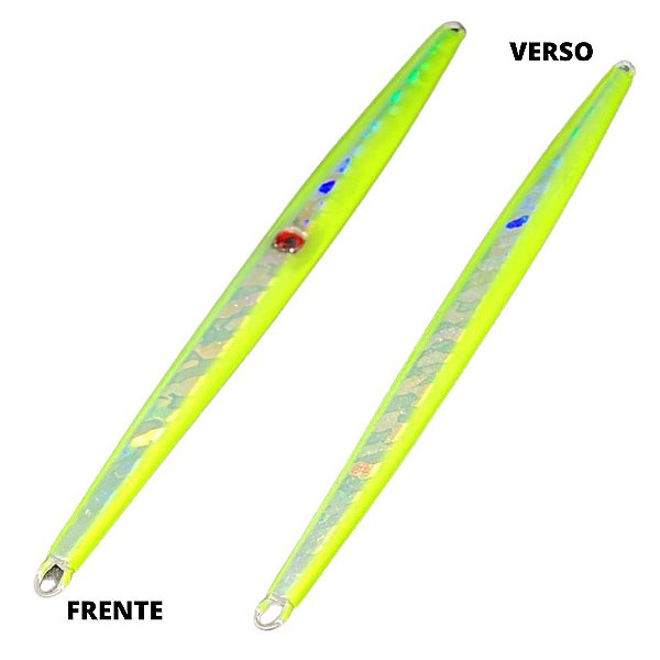 Isca Artificial Metal Jig Raptor 80g 19cm laterais amarelo hots