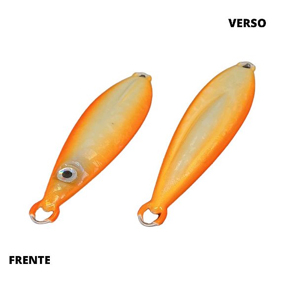 Isca Artificial Metal Jig Ieso 100g 11cm glow laterais laranja