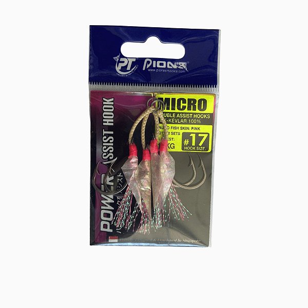 ASSIST HOOK MICRO DOUBLE W/AURO 17 - FLUOR PINK PINK