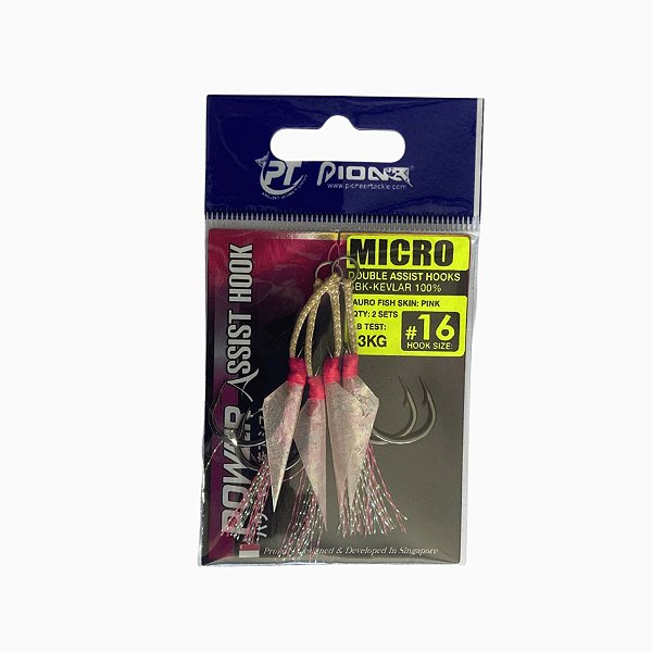ASSIST HOOK MICRO DOUBLE W/AURO 16 - FLUOR PINK PINK