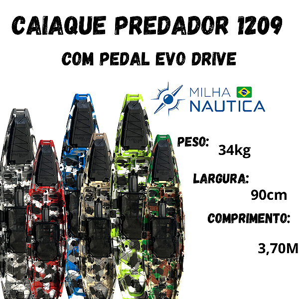 Caiaque Cast Com Pedal Power Drive Milha Náutica Brasil