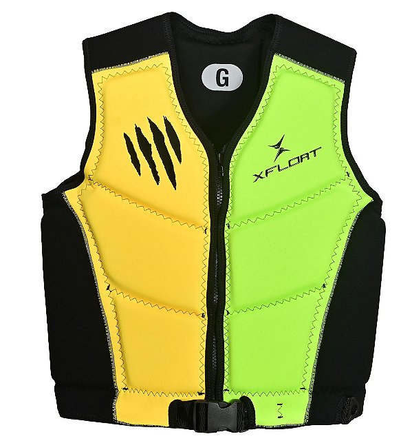 Colete Salva Vidas Homologado XFLOAT New Enzo 2.0 Verde-Amarelo