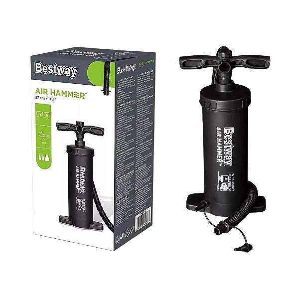 Bomba De Ar Manual Bestway Air Hammer Com Diversos Bicos