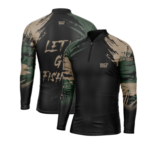 Camiseta Masculina MAR NEGRO Let's Go Fishing Camuf verde  G1