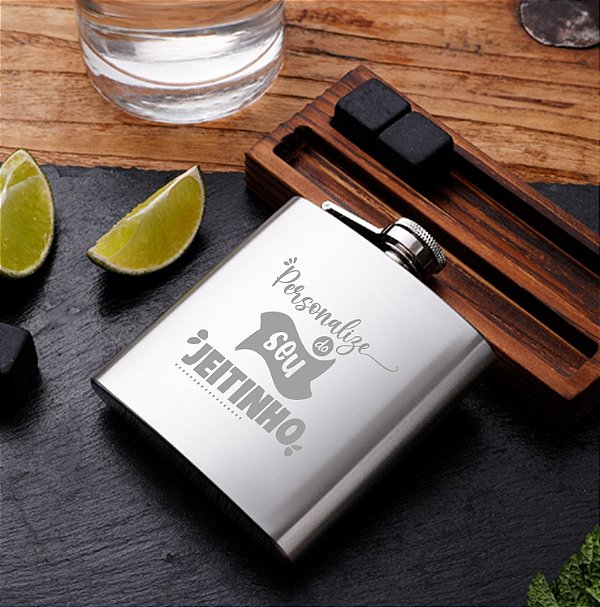 PORTA WHISKY AÇO INOXIDÁVEL 175ML - PERSONALIZE