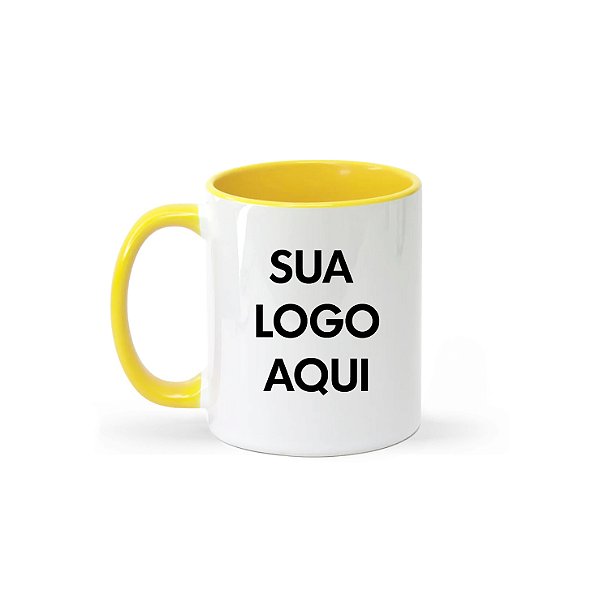 CANECA CERÂMICA 325ML ALÇA E INTERIOR COLORIDO - PERSONALIZE