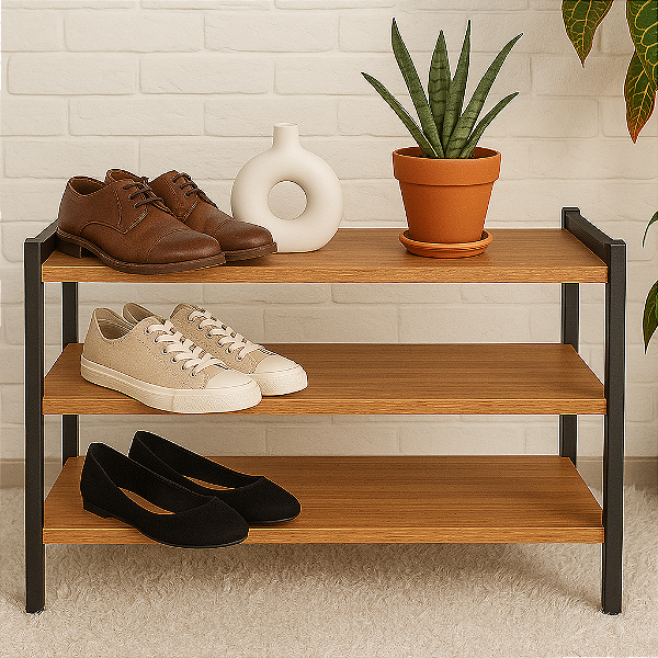 Sapateira Estilo Industrial 70cm – Ideal para Hall ou Quarto