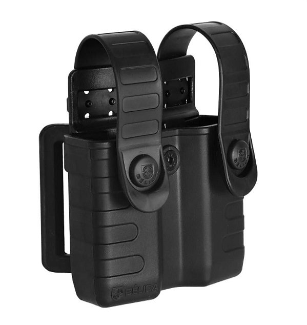 PORTA CARREGADOR DUPLO TAB LOCK - PRETO