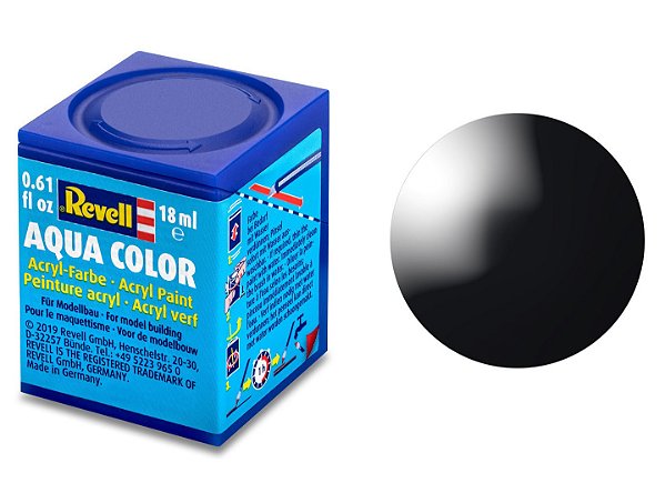 Tinta Acrílica Revell Aqua Color Preto Brilhante - Revell 36107