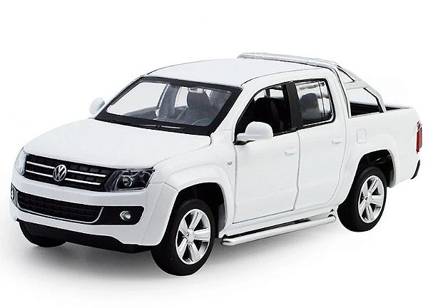 Miniatura Volkswagen Amarok branca com luz e som - 1/32 - California Action