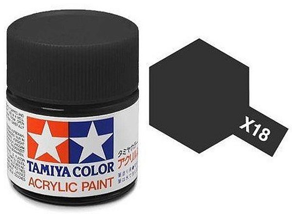 Tinta Acrílica X-18 Preto Semibrilhante (23 ml) - Tamiya 81018