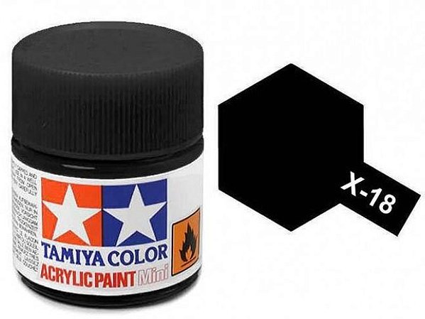 Tinta Acrílica Mini X-18 Preto Semibrilhante (10 ml) - Tamiya 81518