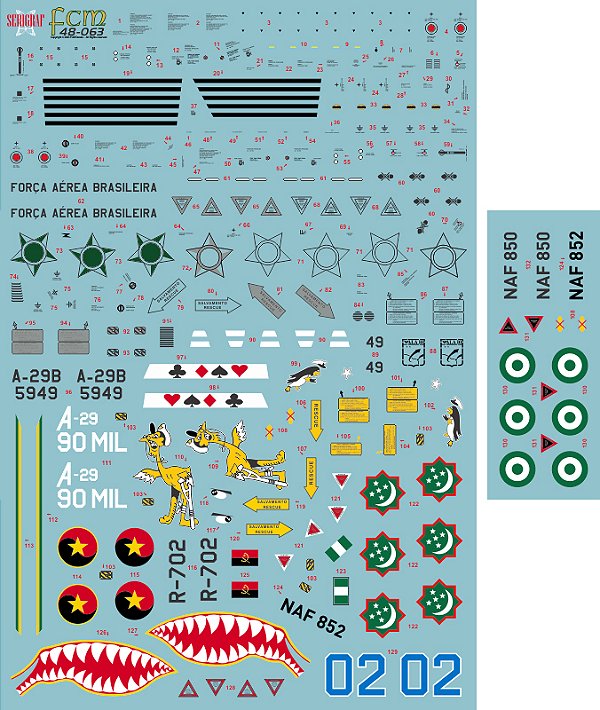 Decalque EMB-314 A-29 Super Tucano FAB 1/48 - FCM 48-063