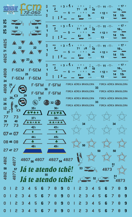 Decalque F-5EM / F-5FM FAB 1/72 - FCM 72-050