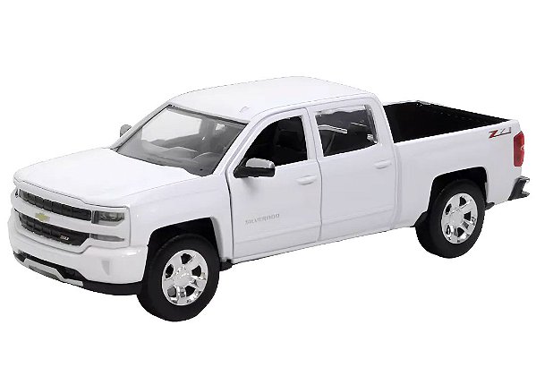 Miniatura Chevy Silverado 1500 LT Z71 Crew Cab 2017 - branco - 1/27 - Motormax 79348