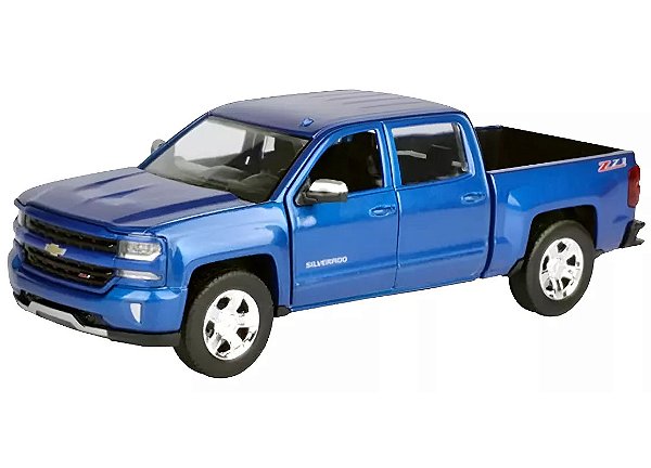 Miniatura Chevy Silverado 1500 LT Z71 Crew Cab 2017 - azul - 1/27 - Motormax 79348-H