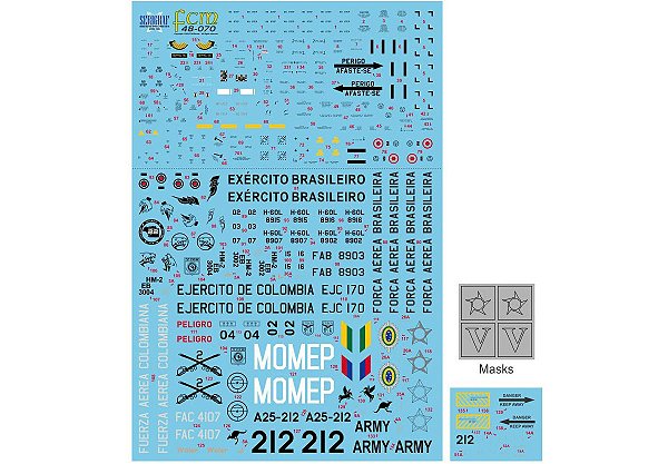 Decalque H-60 Blackhawk FAB Exército Brasileiro 1/48 - FCM 48070
