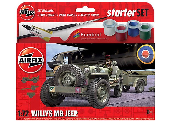 Starter Set Willys MB Jeep - 1/72 - Airfix A55117A