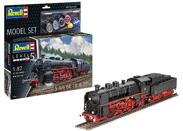 Model Set Express Locomotive S3/6 BR 18(5) & Tender - 1/87 - Revell 62168