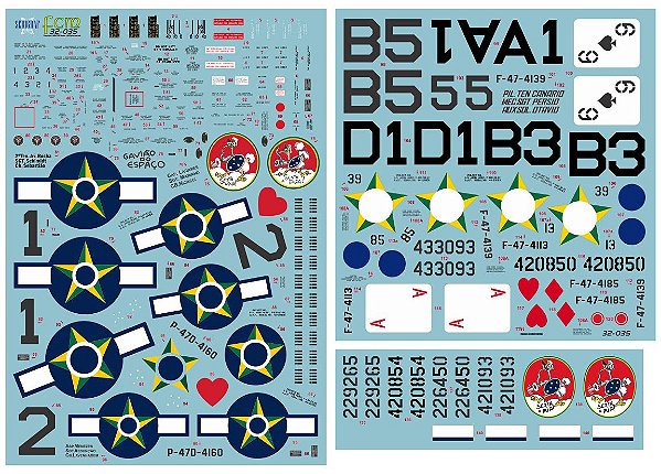 Decalque Brazilian Silver T-Bolts P-47D 1/32 - FCM 32035